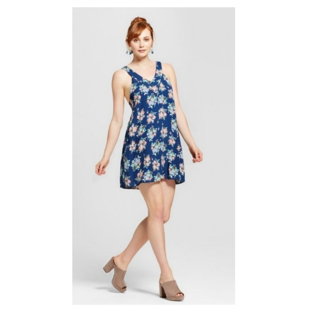 LE KATE blue floral print dress - with pockets!